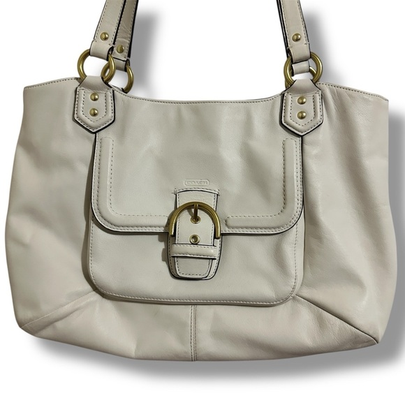 Coach Campbell Off White Leather Shoulder Tote Bag - Picture 1 of 12